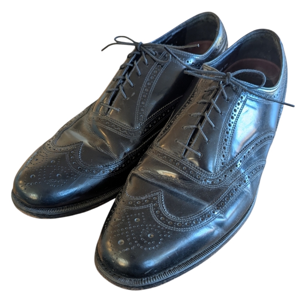 Florsheim Black leather men's dress shoes Lexington wingtip Oxford size 13 guc